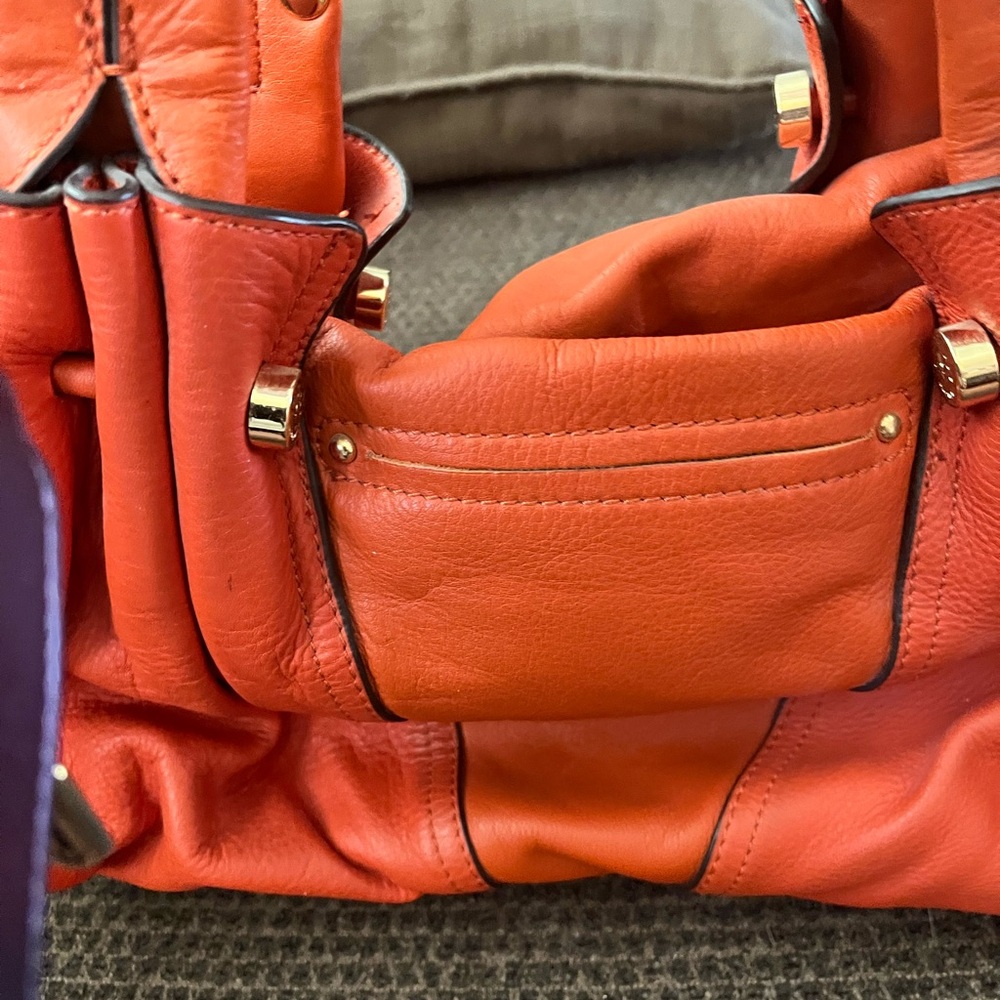 B Makowsky orange purse with two straps - Picture 9 of 10